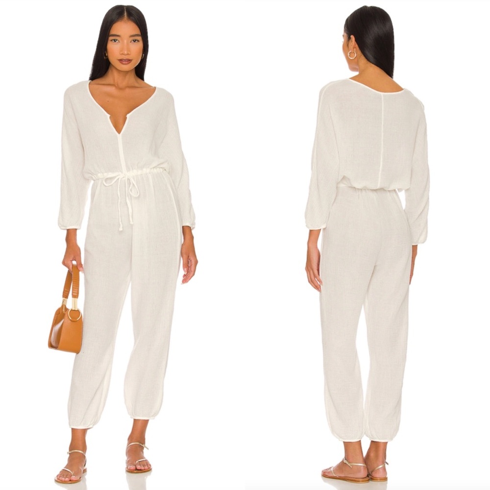 NWOT Enza Costa White Gauze Jumpsuit